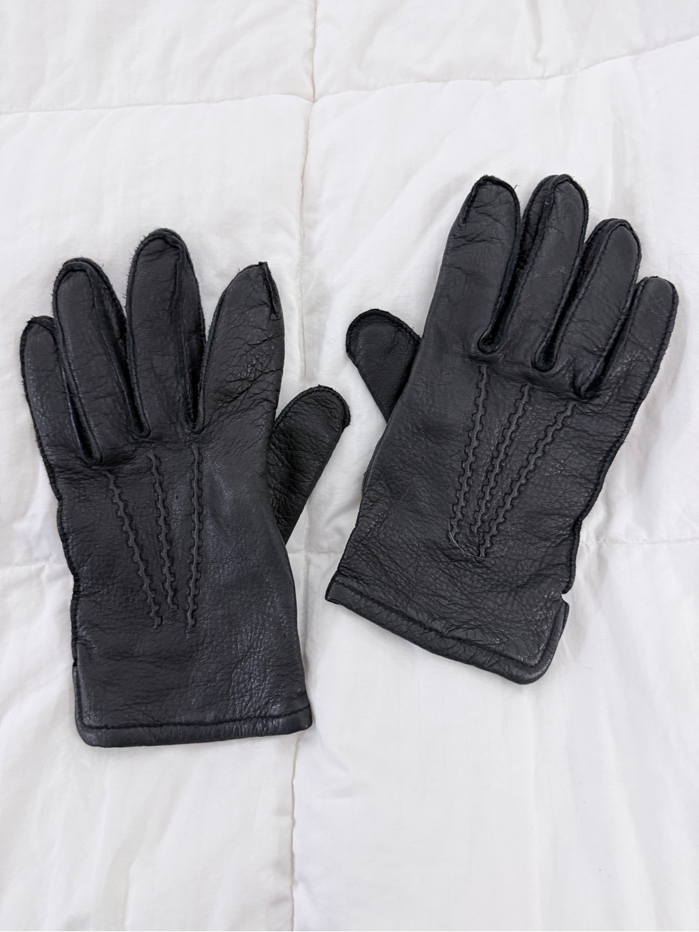 Roundtree & Yorke Genuine Leather Fourchette Cashmere Lined Gloves